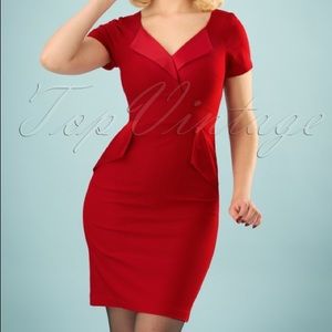 Vintage inspired- red pencil fitted dress